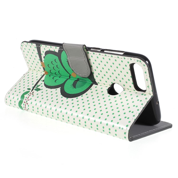 Pattern Printing Wallet Leather Protection Phone Casing for Huawei P Smart / Enjoy 7S - Sleeping Owl on the Branch-5