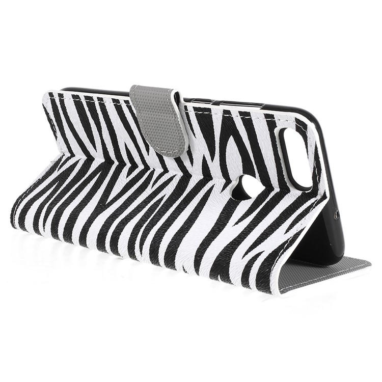 Pattern Printing PU Leather Wallet Mobile Casing for Huawei P Smart / Enjoy 7S - Zebra Stripes-5