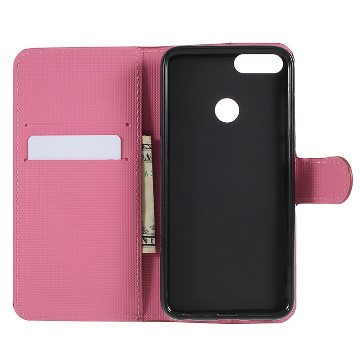 Pattern Printing Card Holder Leather Mobile Phone Casing for Huawei P Smart / Enjoy 7S - Butterfly Circles-6