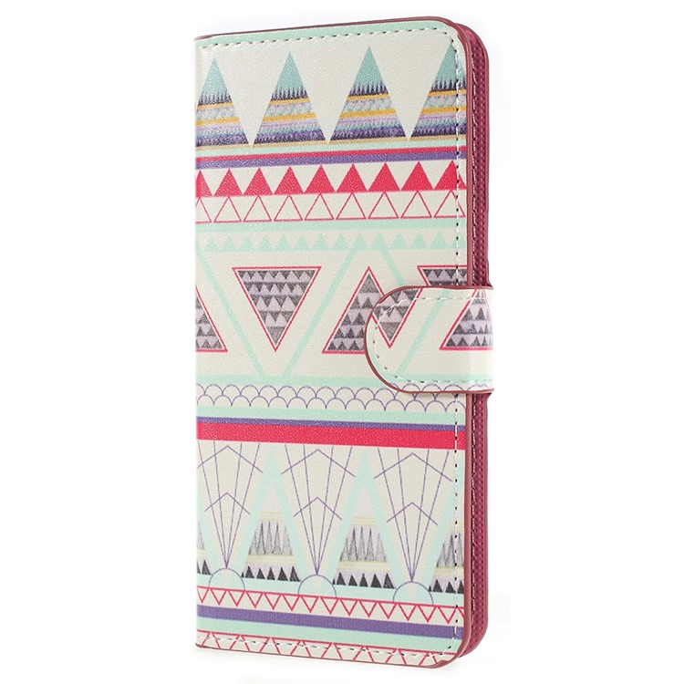 Pattern Printing Leather Flip Stand Cell Phone Cover for Huawei P Smart / Enjoy 7S - Geometric Pattern-2