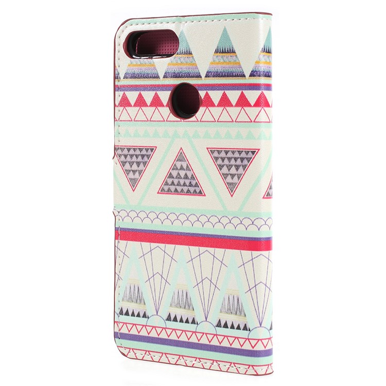 Pattern Printing Leather Flip Stand Cell Phone Cover for Huawei P Smart / Enjoy 7S - Geometric Pattern-3