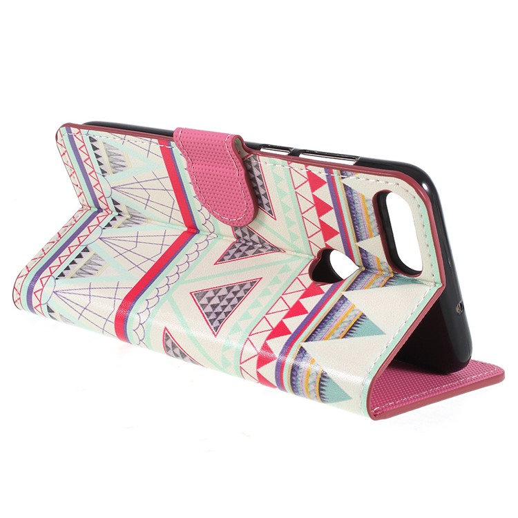 Pattern Printing Leather Flip Stand Cell Phone Cover for Huawei P Smart / Enjoy 7S - Geometric Pattern-5