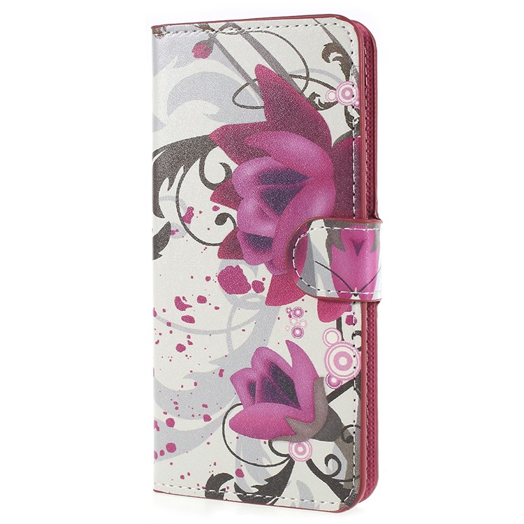 Pattern Printing Folio Flip PU Leather Mobile Phone Cover Shell for Huawei P Smart / Enjoy 7S - Kapok Flower-2