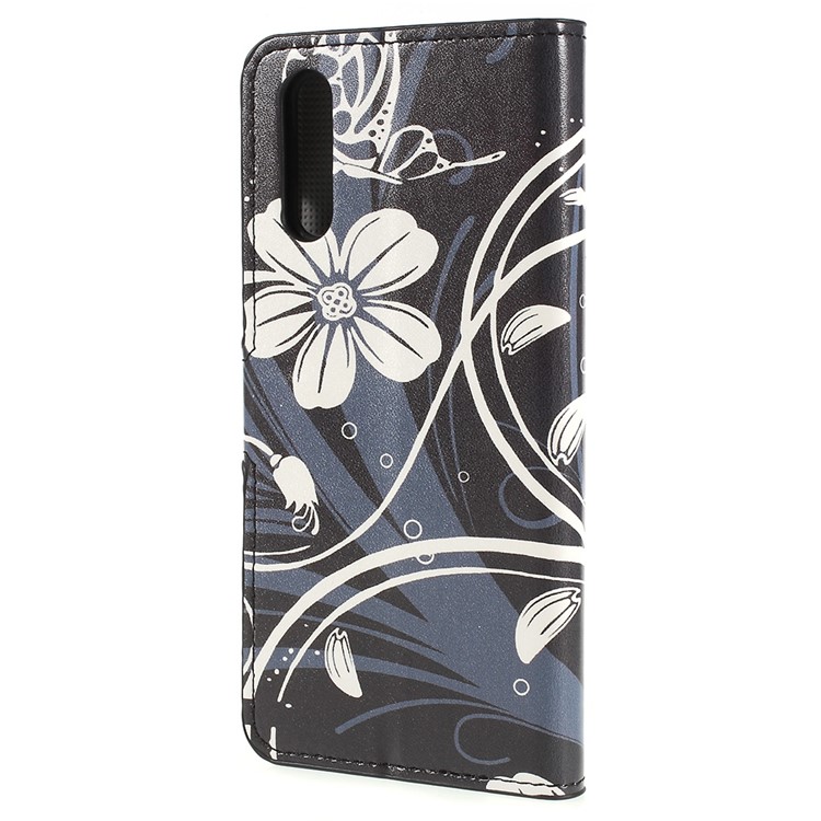 Pattern Printing PU Leather Wallet Stand Case for Huawei P20 - Elegant Flowers-2