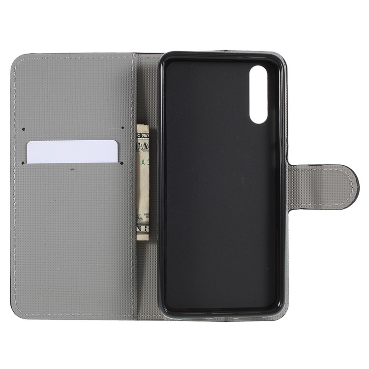 Pattern Printing PU Leather Wallet Stand Case for Huawei P20 - Elegant Flowers-6
