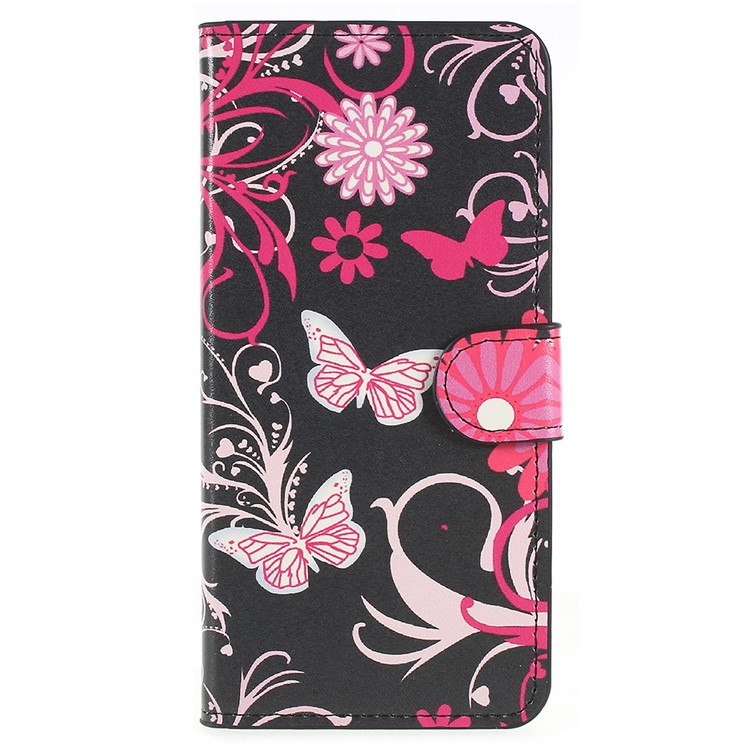 Pattern Printing PU Leather Wallet Cover with Stand for Huawei P20 - Butterflies and Flowers-1