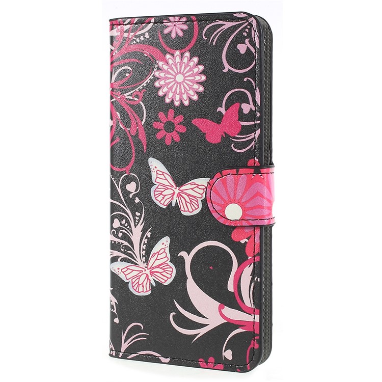 Pattern Printing PU Leather Wallet Cover with Stand for Huawei P20 - Butterflies and Flowers-2