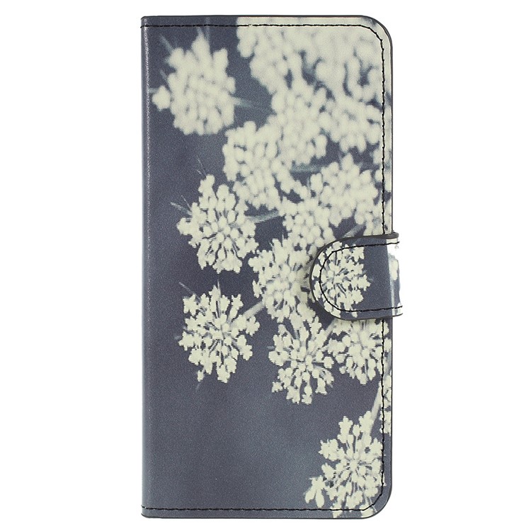 Pattern Printing Stand Leather Wallet Phone Case for Huawei P20 - White Flowers-1