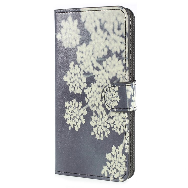 Pattern Printing Stand Leather Wallet Phone Case for Huawei P20 - White Flowers-2