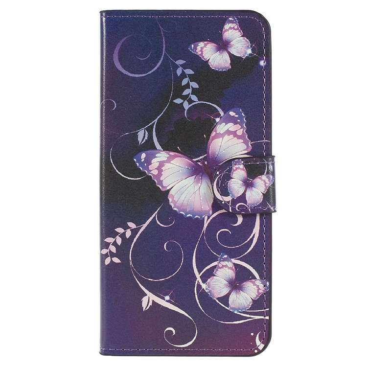Pattern Printing PU Leather Flip Stand Cell Phone Cover for Huawei P20 - Purple Butterflies-1