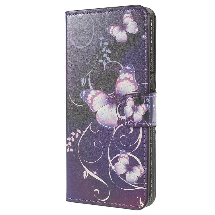 Pattern Printing PU Leather Flip Stand Cell Phone Cover for Huawei P20 - Purple Butterflies-2