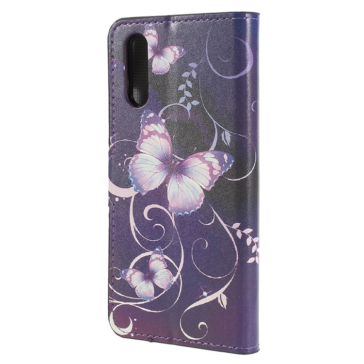 Pattern Printing PU Leather Flip Stand Cell Phone Cover for Huawei P20 - Purple Butterflies-3