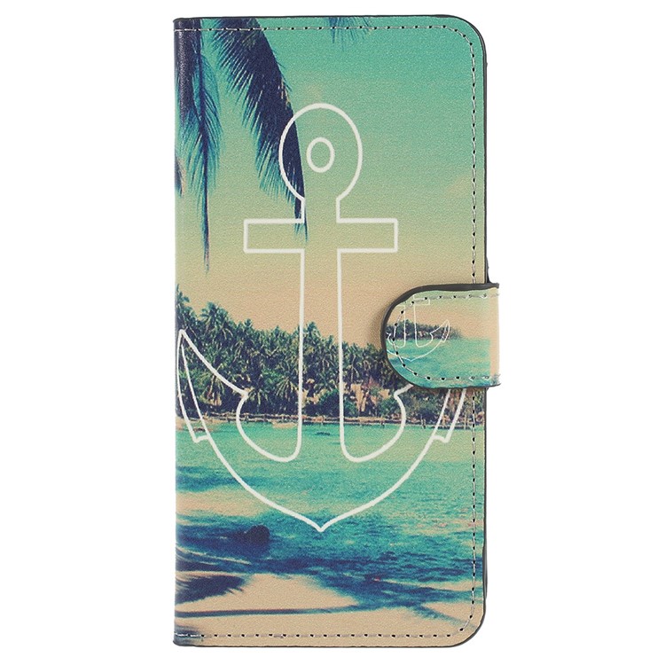 Pattern Printing PU Leather Wallet Stand Phone Case Accessory for Huawei P20 - Anchor Pattern-1