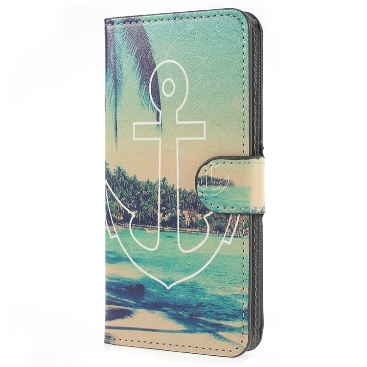 Pattern Printing PU Leather Wallet Stand Phone Case Accessory for Huawei P20 - Anchor Pattern-2