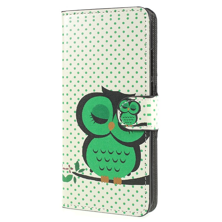 Pattern Printing PU Leather Mobile Casing with Card Holder for Huawei P20 - Sleeping Owl on the Branch-2