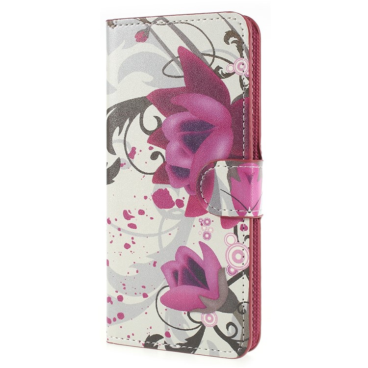 Pattern Printing Folio Flip Leather Mobile Phone Cover Shell for Huawei P20 - Kapok Flower-2
