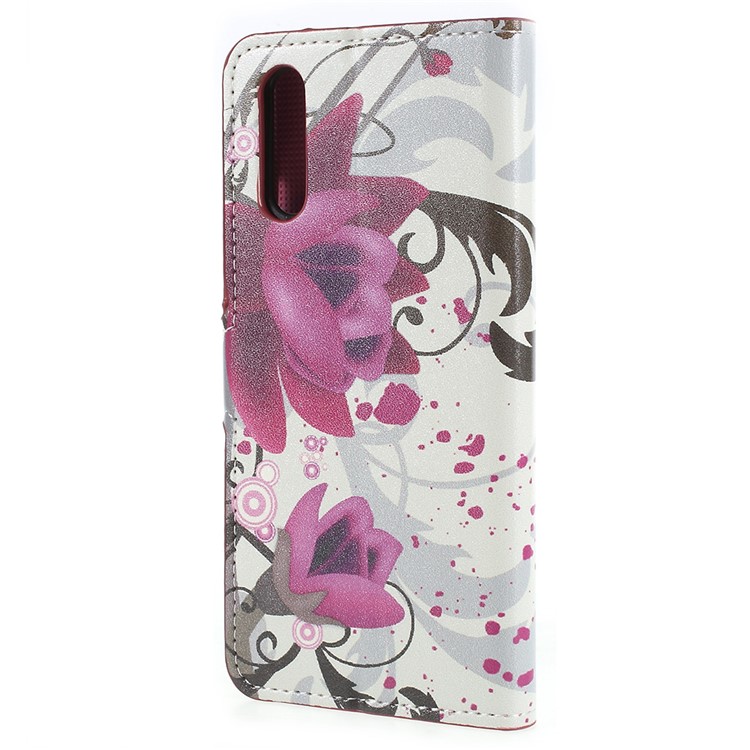 Pattern Printing Folio Flip Leather Mobile Phone Cover Shell for Huawei P20 - Kapok Flower-3