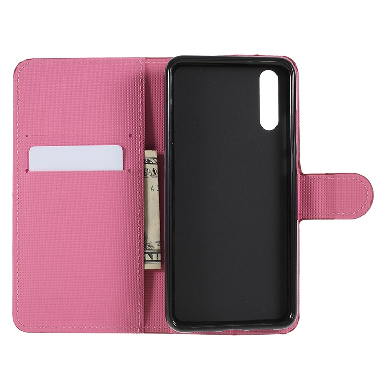Pattern Printing Folio Flip Leather Mobile Phone Cover Shell for Huawei P20 - Kapok Flower-6