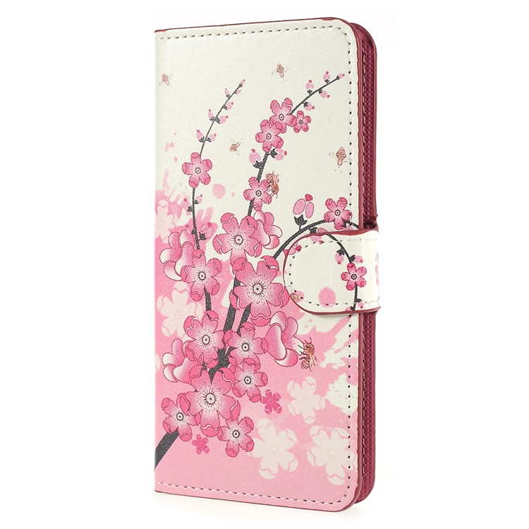 Pattern Printing PU Leather Stand Wallet Phone Case Accessory for Huawei P20 - Plum Blossom-2