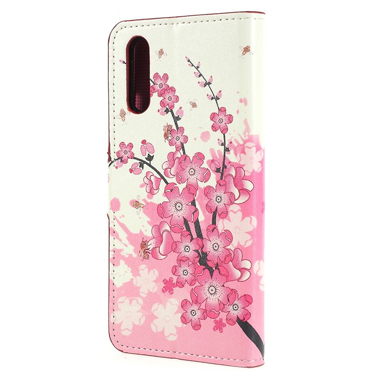 Pattern Printing PU Leather Stand Wallet Phone Case Accessory for Huawei P20 - Plum Blossom-3