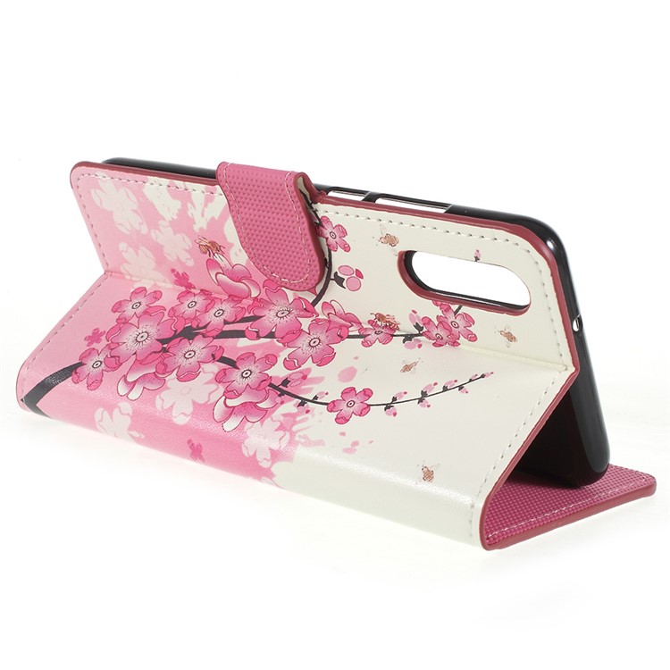Pattern Printing PU Leather Stand Wallet Phone Case Accessory for Huawei P20 - Plum Blossom-5