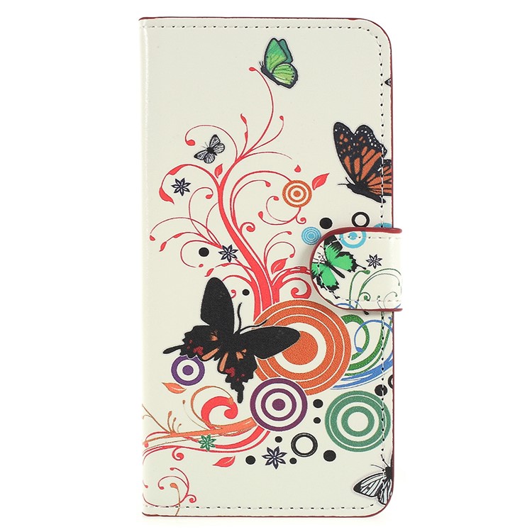 Pattern Printing Stand Leather Wallet Mobile Phone Cover for Huawei P20 - Butterfly Circles-1