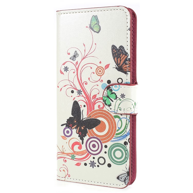 Pattern Printing Stand Leather Wallet Mobile Phone Cover for Huawei P20 - Butterfly Circles-2