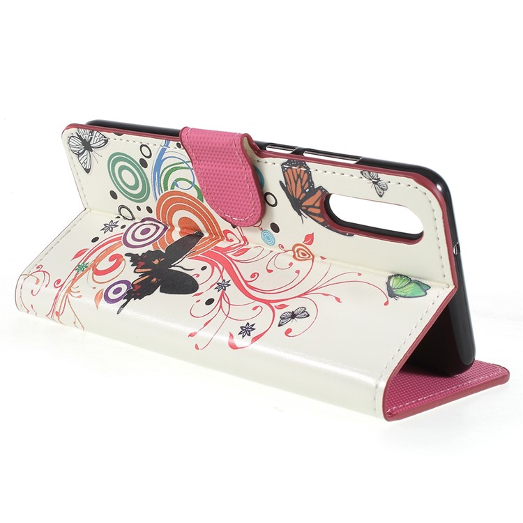 Pattern Printing Stand Leather Wallet Mobile Phone Cover for Huawei P20 - Butterfly Circles-4
