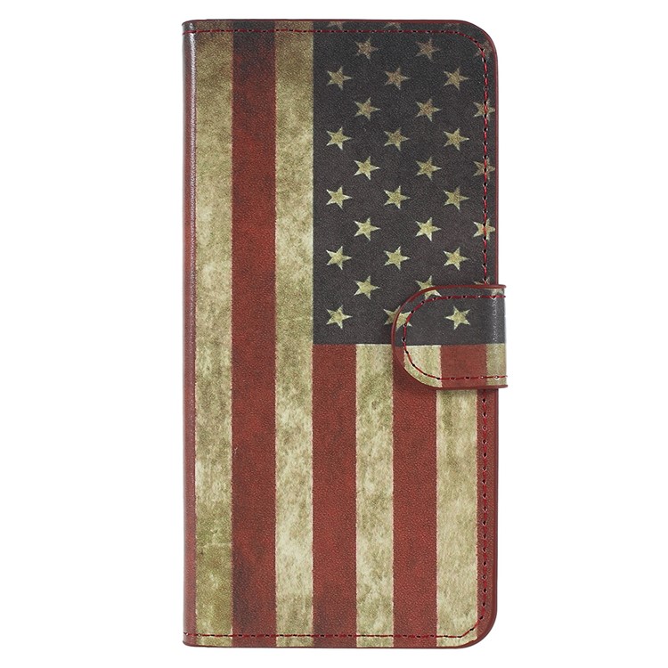 For Huawei P20 Pattern Printing Stand Wallet Leather Case Accessories Mobile - Vintage US Flag-1
