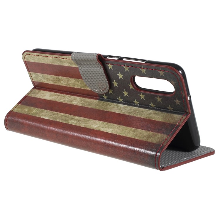 For Huawei P20 Pattern Printing Stand Wallet Leather Case Accessories Mobile - Vintage US Flag-5