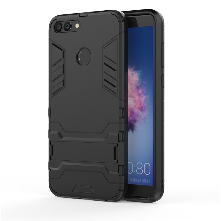 50Pcs/Set Cool Guard Plastic TPU Hybrid Case with Kickstand for Huawei P Smart / Enjoy 7S - Black-3