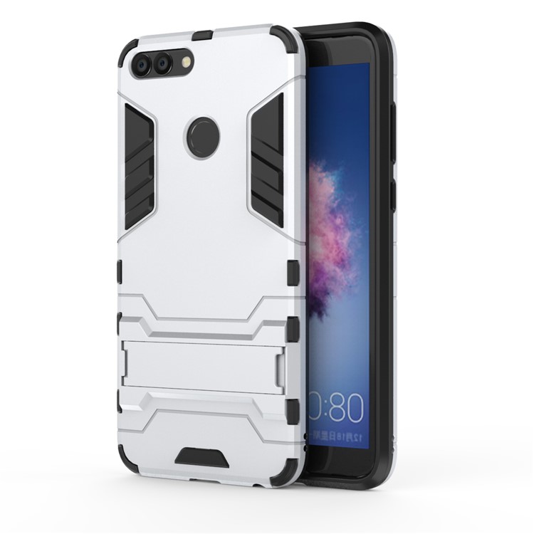 50Pcs/Set Cool Guard Plastic TPU Mobile Case with Kickstand for Huawei P Smart / Enjoy 7S - Silver-2