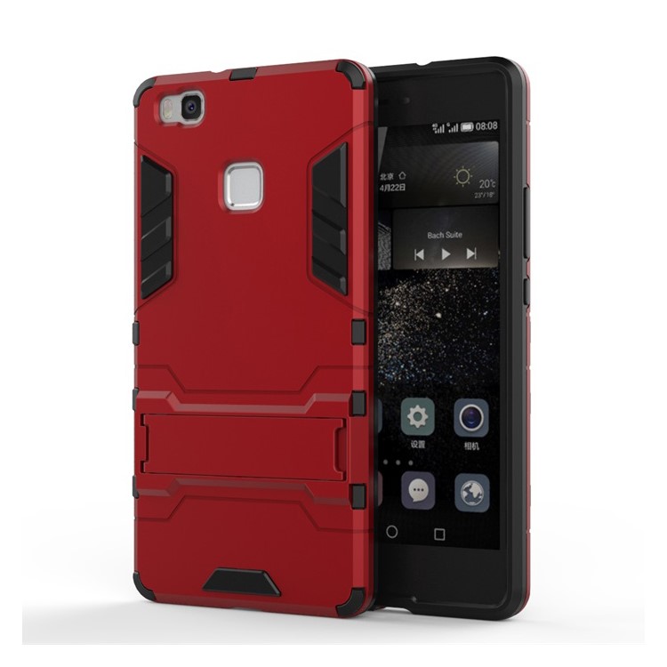 50Pcs/Set Cool Kickstand Plastic + TPU Hybrid Case for Huawei P9 Lite - Red-2