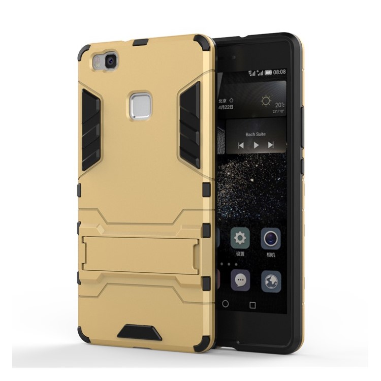 50Pcs/Set Cool Kickstand Plastic + TPU Hybrid Back Case for Huawei P9 Lite - Gold-2