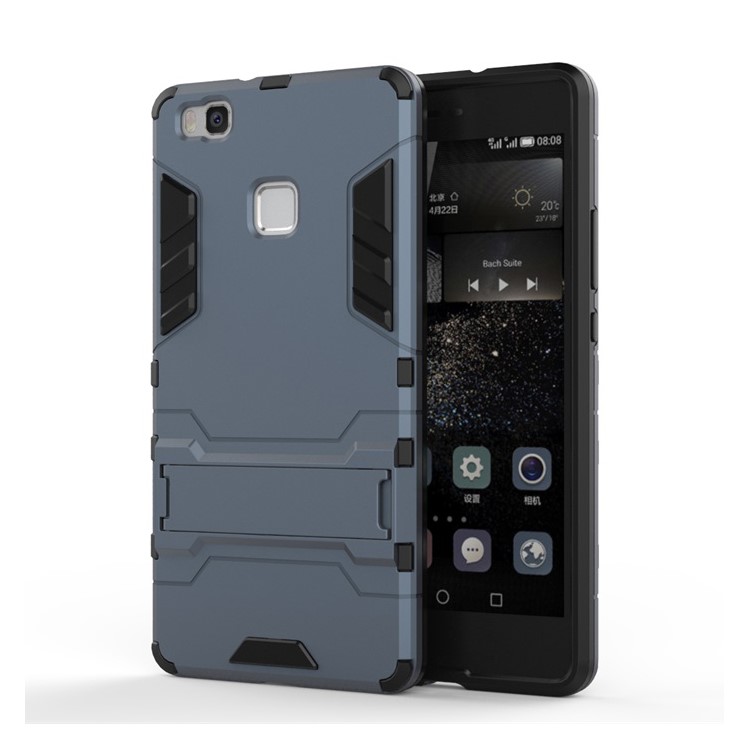 50Pcs/Set Cool Kickstand Plastic + TPU Hybrid Protective Case for Huawei P9 Lite - Dark Blue-2