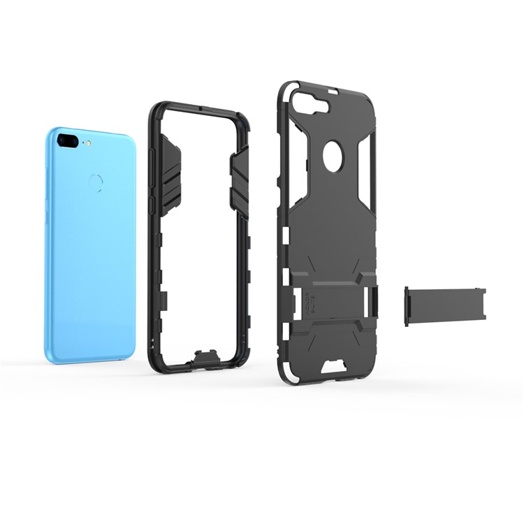 50Pcs/Set Cool Guard Plastic TPU Hybrid Mobile Phone Cover Shell with Kickstand for Huawei Honor 9 Lite / Youth Edition - Black-11