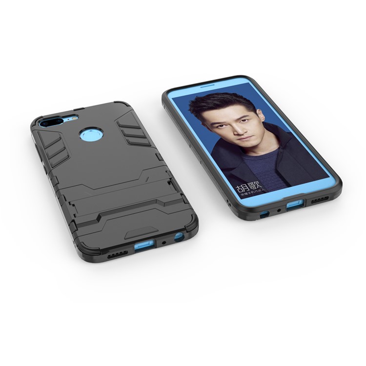 50Pcs/Set Cool Guard Plastic TPU Hybrid Mobile Phone Cover Shell with Kickstand for Huawei Honor 9 Lite / Youth Edition - Black-3
