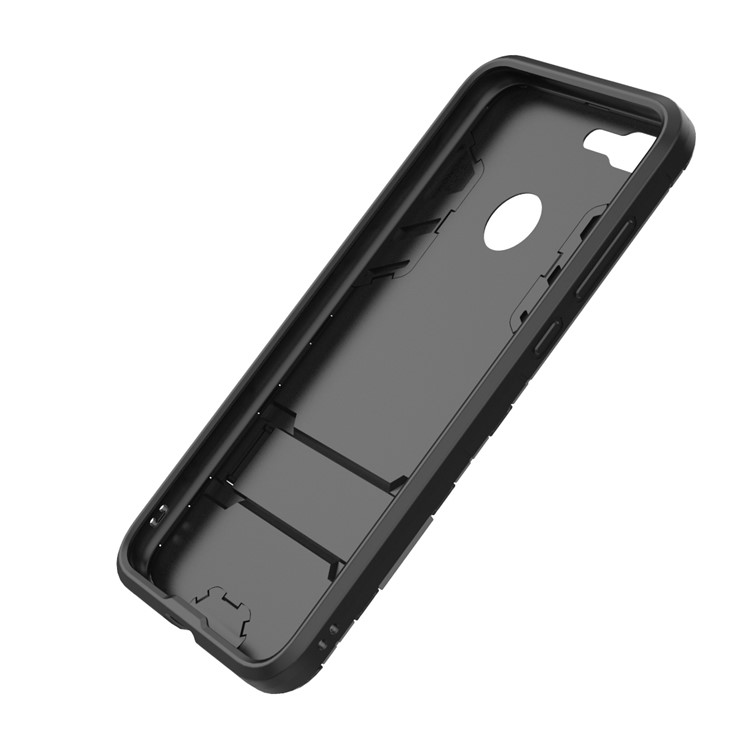 50Pcs/Set Cool Guard Plastic TPU Hybrid Mobile Phone Cover Shell with Kickstand for Huawei Honor 9 Lite / Youth Edition - Black-5