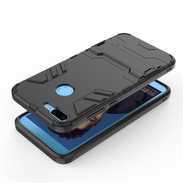 50Pcs/Set Cool Guard Plastic TPU Hybrid Mobile Phone Cover Shell with Kickstand for Huawei Honor 9 Lite / Youth Edition - Black-7