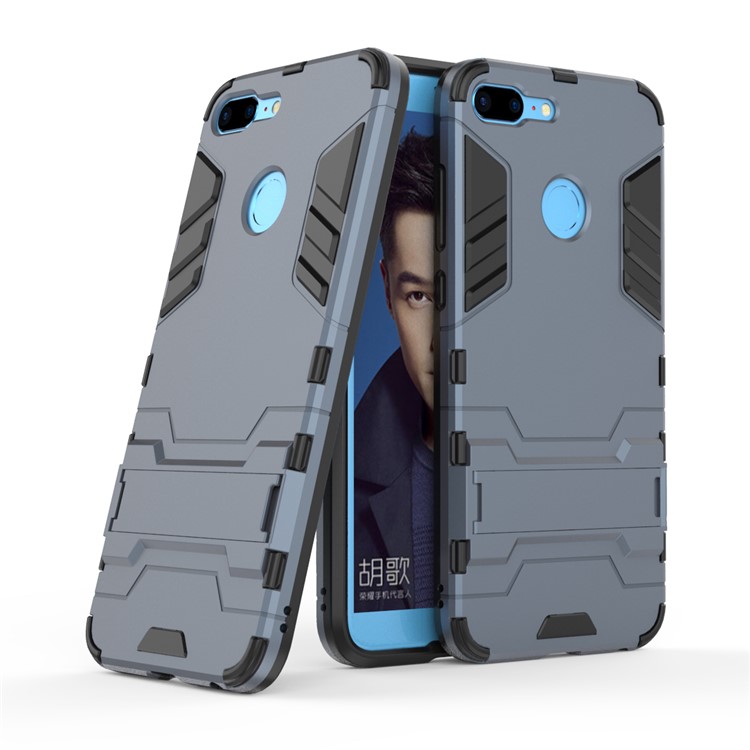 50Pcs/Set Cool Guard Plastic TPU Hybrid Mobile Case with Kickstand for Huawei Honor 9 Lite / Youth Edition - Dark Blue-2