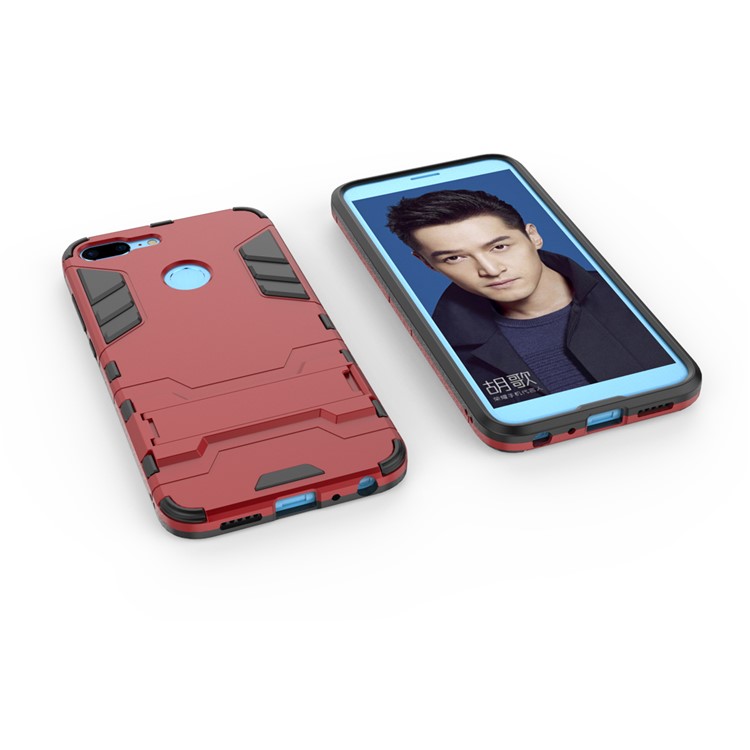 50Pcs/Set Cool Guard Plastic TPU Combo Cover with Kickstand for Huawei Honor 9 Lite / Youth Edition - Red-4