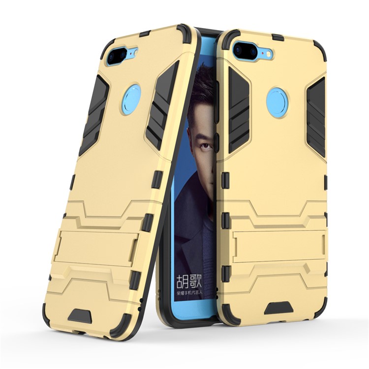 50Pcs/Set Cool Guard Plastic TPU Mobile Shell with Kickstand for Huawei Honor 9 Lite / Youth Edition - Gold-2