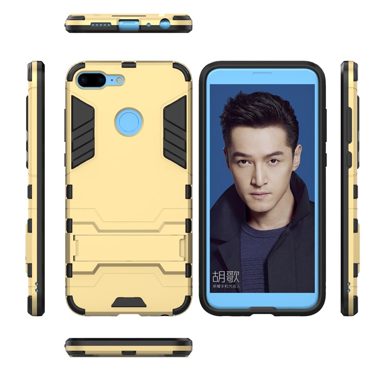 50Pcs/Set Cool Guard Plastic TPU Mobile Shell with Kickstand for Huawei Honor 9 Lite / Youth Edition - Gold-3