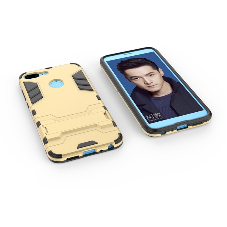 50Pcs/Set Cool Guard Plastic TPU Mobile Shell with Kickstand for Huawei Honor 9 Lite / Youth Edition - Gold-4
