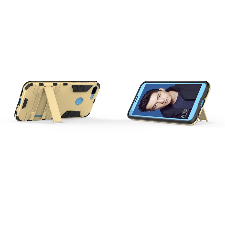 50Pcs/Set Cool Guard Plastic TPU Mobile Shell with Kickstand for Huawei Honor 9 Lite / Youth Edition - Gold-5
