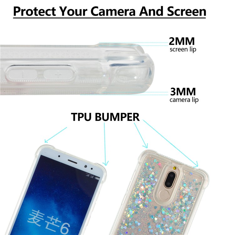 Floating Glitter Powder Sequins TPU Shockproof Phone Case for Huawei Mate 10 Lite / nova 2i - Silver-2