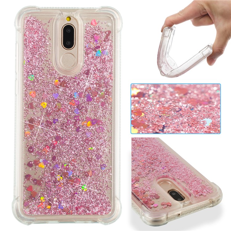 Floating Glitter Powder Sequins TPU Shockproof Mobile Shell for Huawei Mate 10 Lite / nova 2i - Rose Gold-1