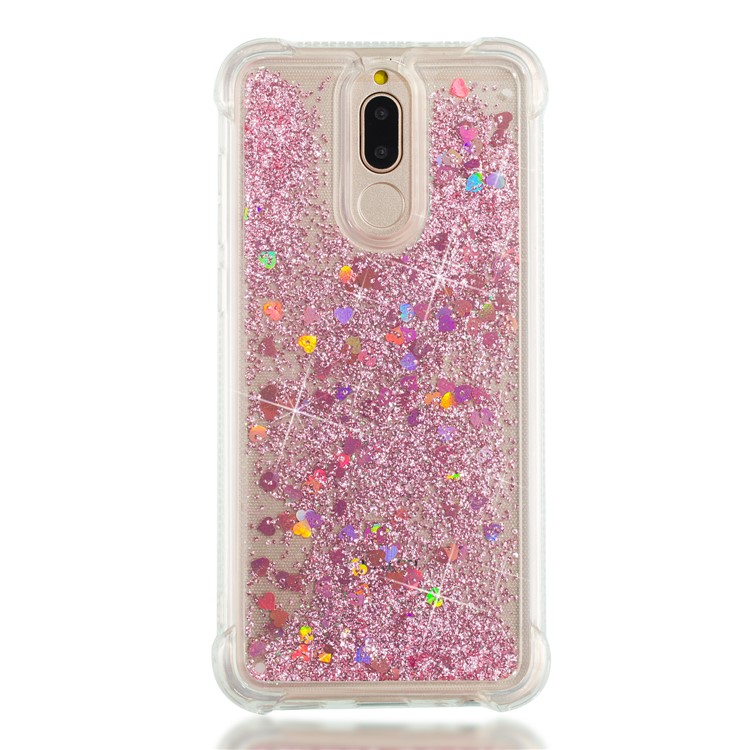 Floating Glitter Powder Sequins TPU Shockproof Mobile Shell for Huawei Mate 10 Lite / nova 2i - Rose Gold-4