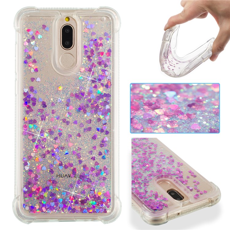 Floating Glitter Powder Sequins TPU Shockproof Gel Cover for Huawei Mate 10 Lite / Honor 9i (India) - Rose-1