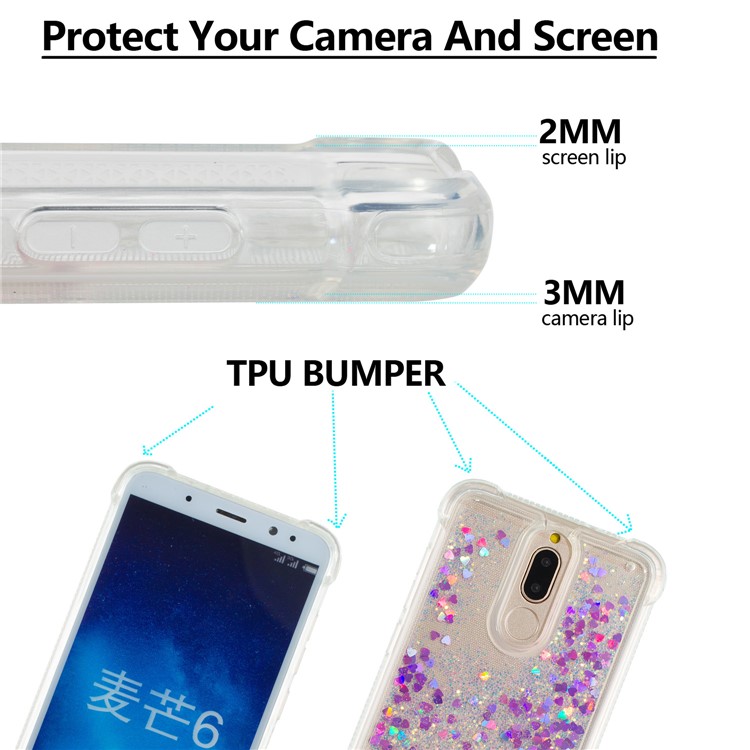 Floating Glitter Powder Sequins TPU Shockproof Gel Cover for Huawei Mate 10 Lite / Honor 9i (India) - Rose-2